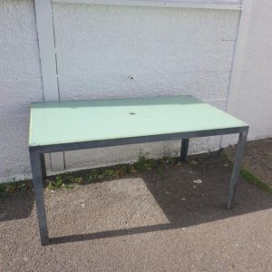 Garden Table – . / Large / Glass and metal / Green