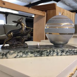 Art Deco Table Lamp Marble Base – . / Small / . / Green