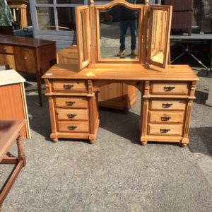 Dressing Table With Trifold Mirror – . / Large / Wood / Pine