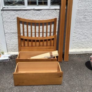 Single bed with storage drawers – . / . / Wood / Tan