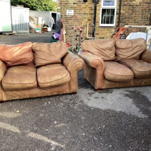 Sofa 2 Seater EACH – . / Medium / Leather / Dark Brown