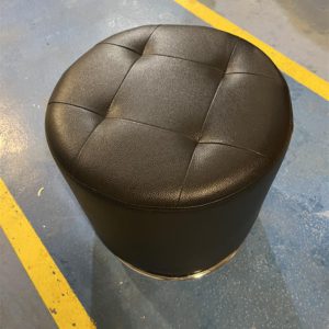 Leather Effect Pouffe – . / . / . / Dark Brown