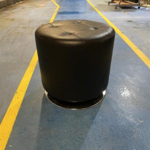 Leather Effect Pouffe – . / . / . / Dark Brown