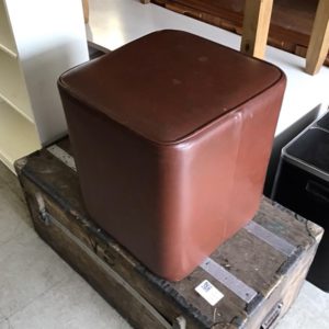 Leather Stool/Pouffe – . / . / . / Dark Brown