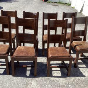 Chair Dining Oak Leather Seats – . / Large / Wood / Dark Brown