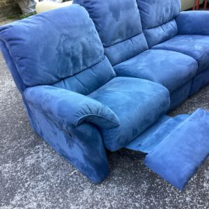 Sofa 3 Seater – Reclining – Blue Suede