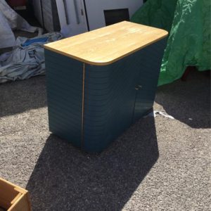 Wooden Cupboard, navy blue doors