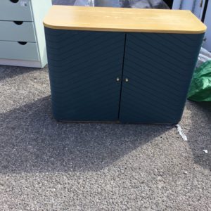 Wooden Cupboard, navy blue doors